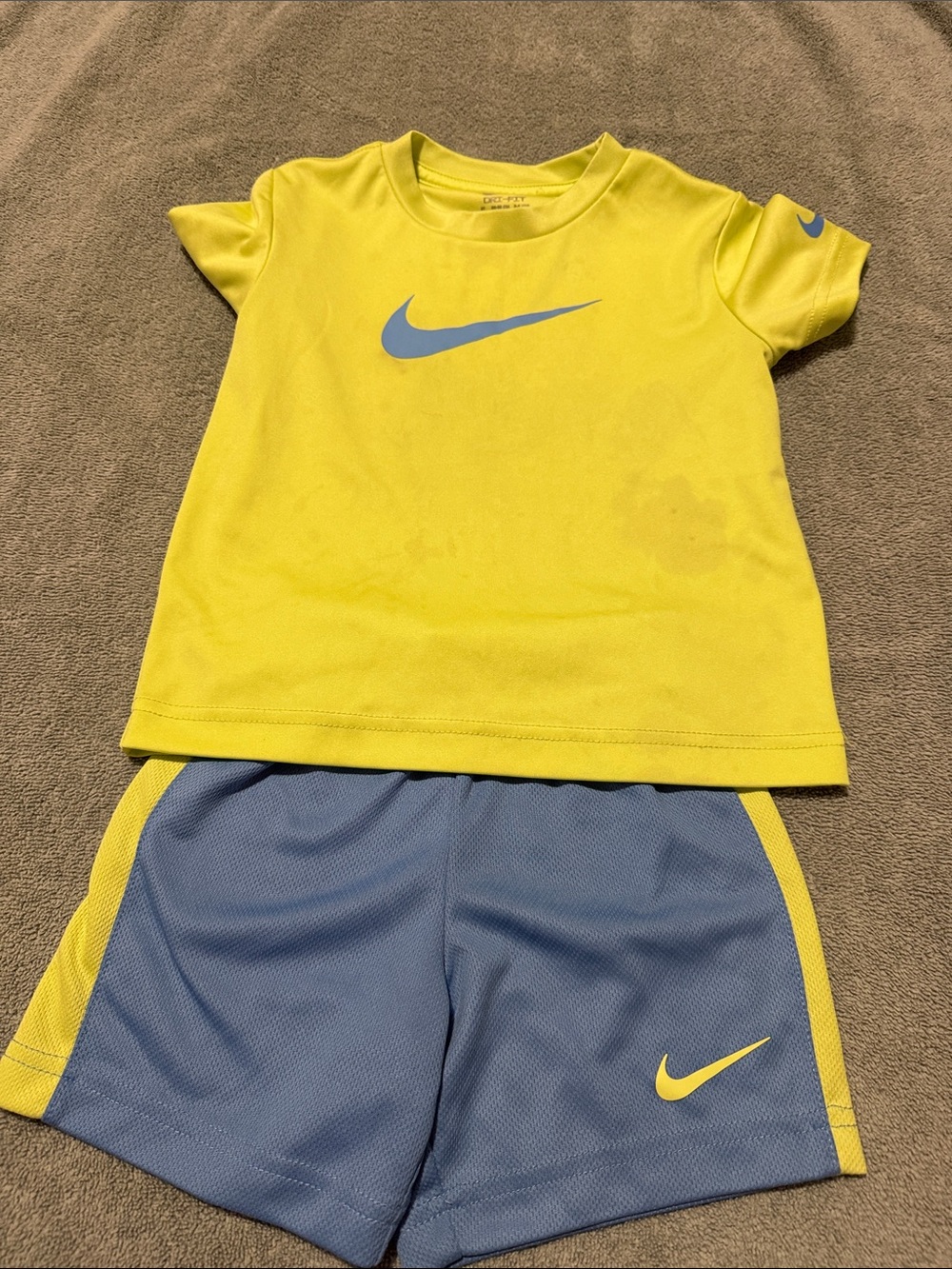 Nike Yellow & Blue Short Sleeve Top and Athletic Shorts Set